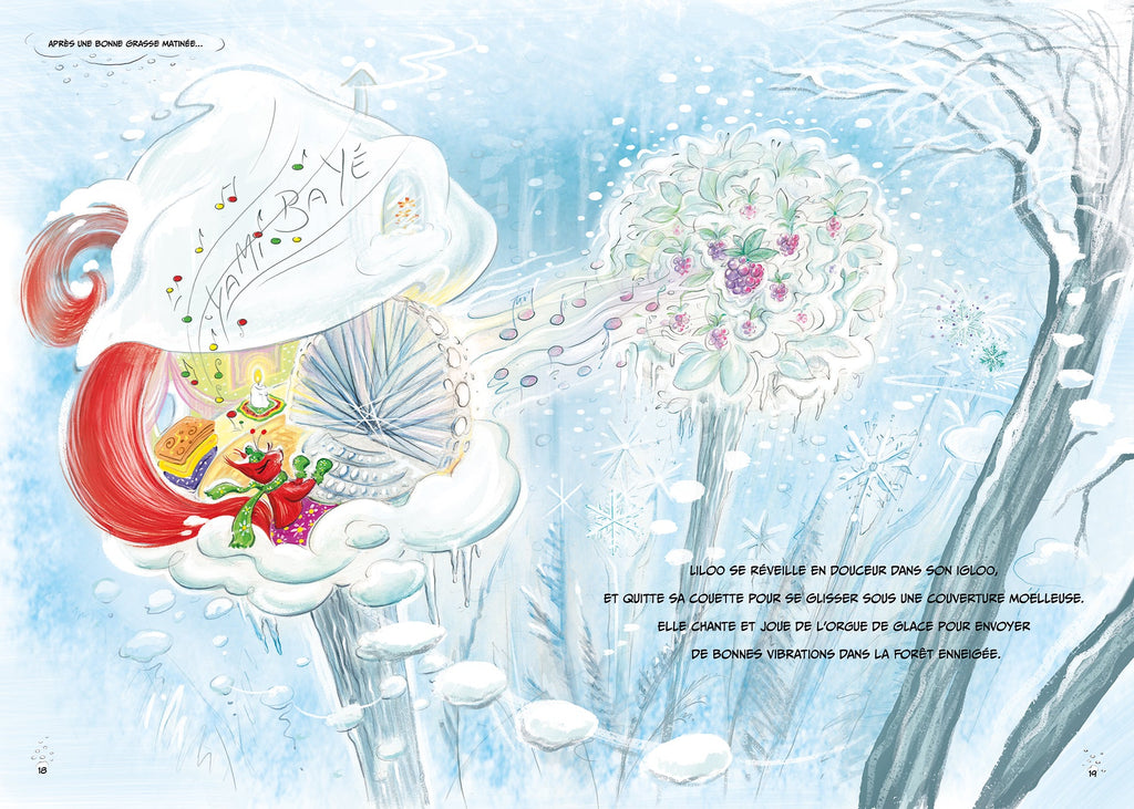 Excerpt from the children's book published by StarPeace, Mission H₂O - The Explosion vol. 1. Liloo in her igloo.